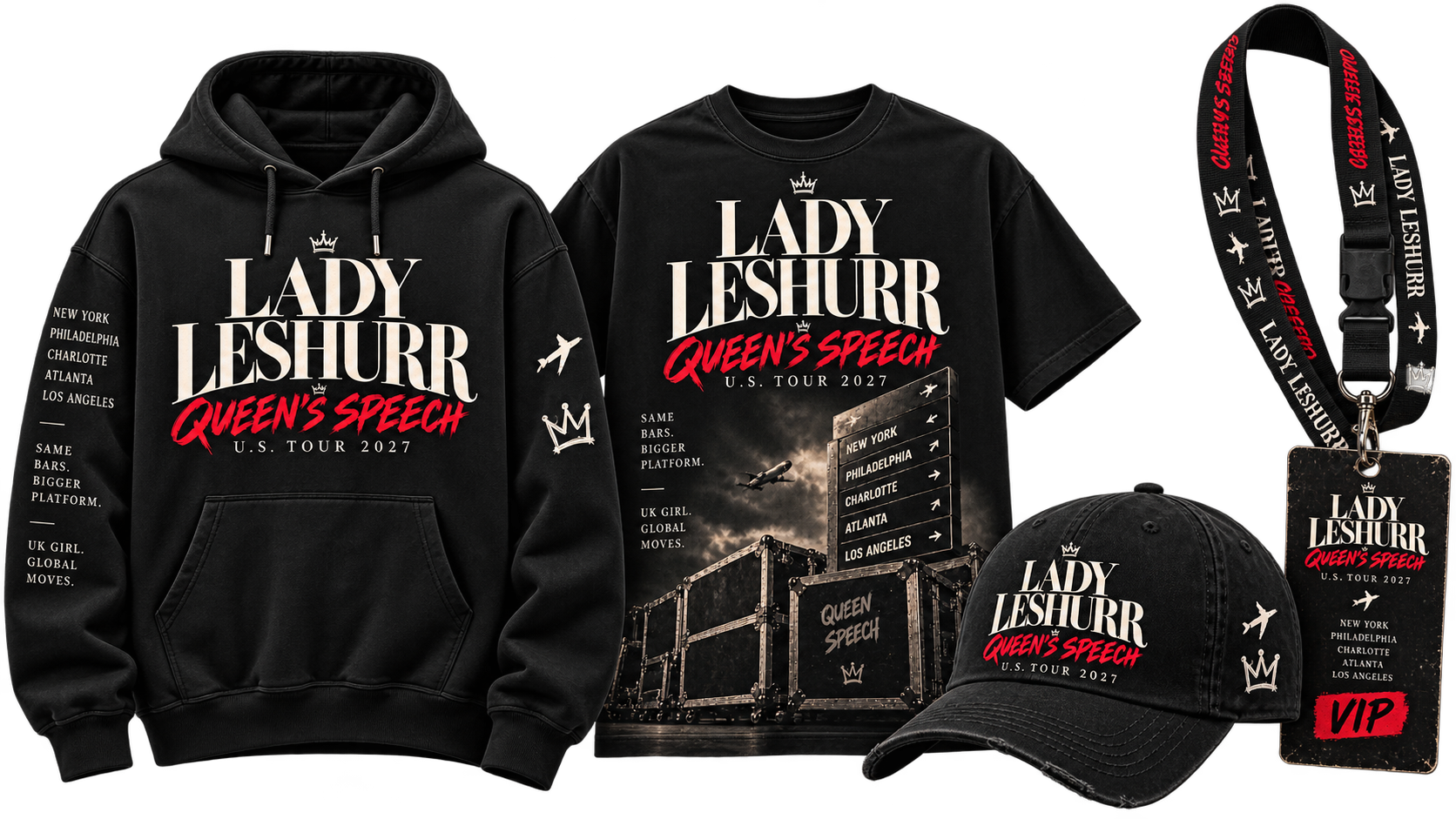 Official Queen's Speech U.S. Tour 2027 merchandise collection